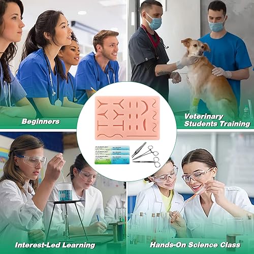 Miniatura 5 de Ultrassist Ultrassist Kit de sutura para estudiantes de medicina, kit de costura de sutura con 19 heridas precortadas, instrumentos de sutura,