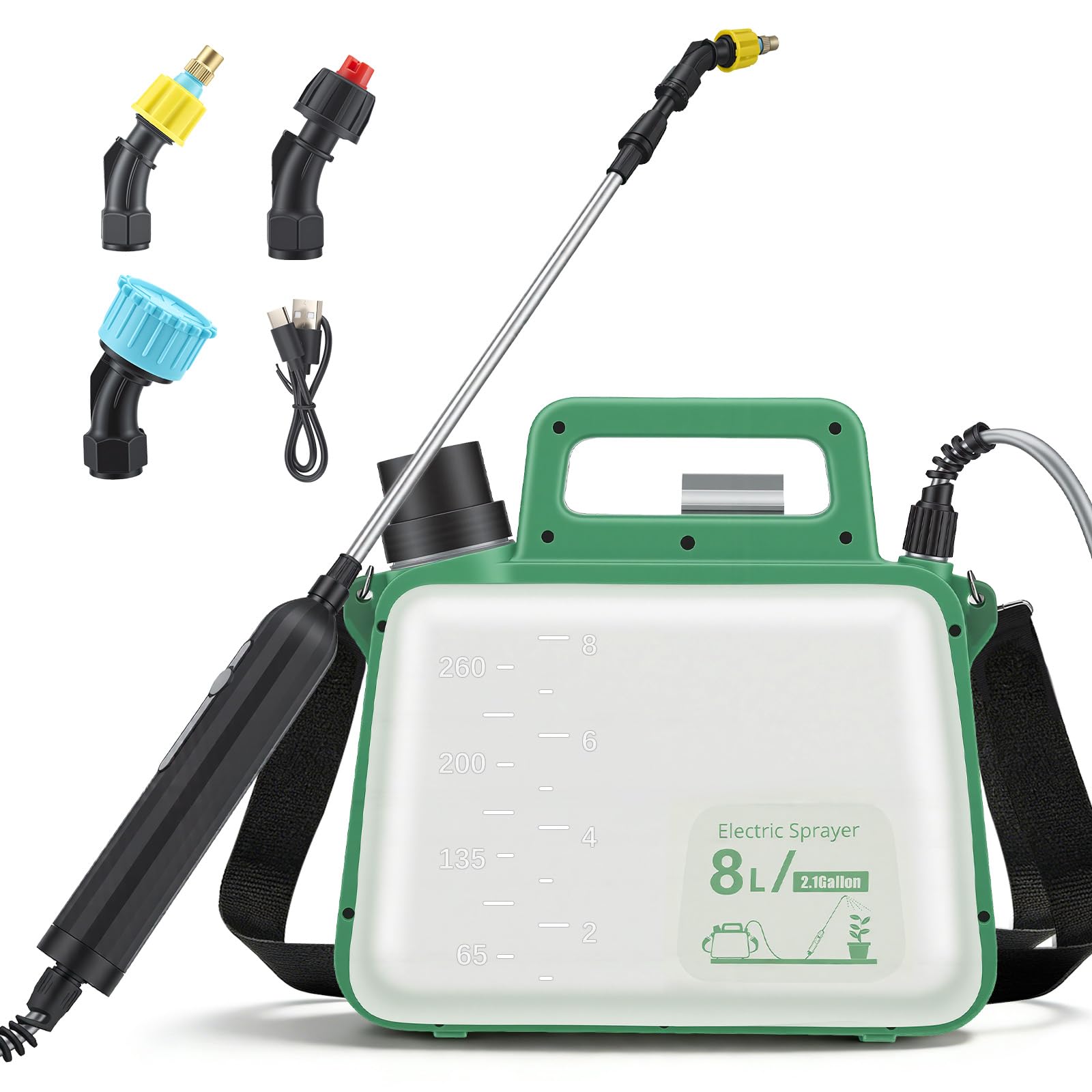 Pulvérisateur électrique 8L pour désherber sans pomper et nettoyer en hauteur facilement