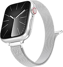Schmal Armband für Apple Watch Armband 44mm 45mm 49mm 42mm 40mm 41mm 38mm 46mm Damen/Herren,Dünn Milanaise Magnet Metall Edelstahl Band für iWatch Series 10 9 8 SE 7 6 5 4 3 Ultra/2 Apfelband