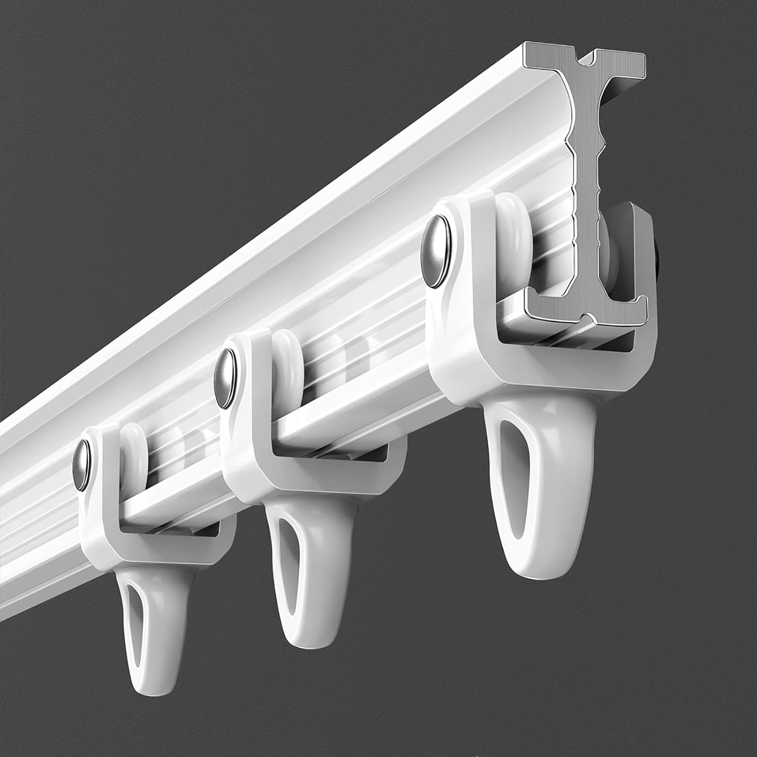 Ceiling Curtain Track, Silent Flexible Curtain Rail Track, Bendable Curtain Track, Ceiling/Wall Mount, Single/Double Rail, Adjustable Curved Window Curtain Track(Single/Wall,1.5m/4.92ft)