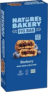 Nature's Bakery Whole Wheat Fig Bars, Blueberry, Real Fruit, Vegan, Non-GMO, Snack bar, Twin packs- 12 count