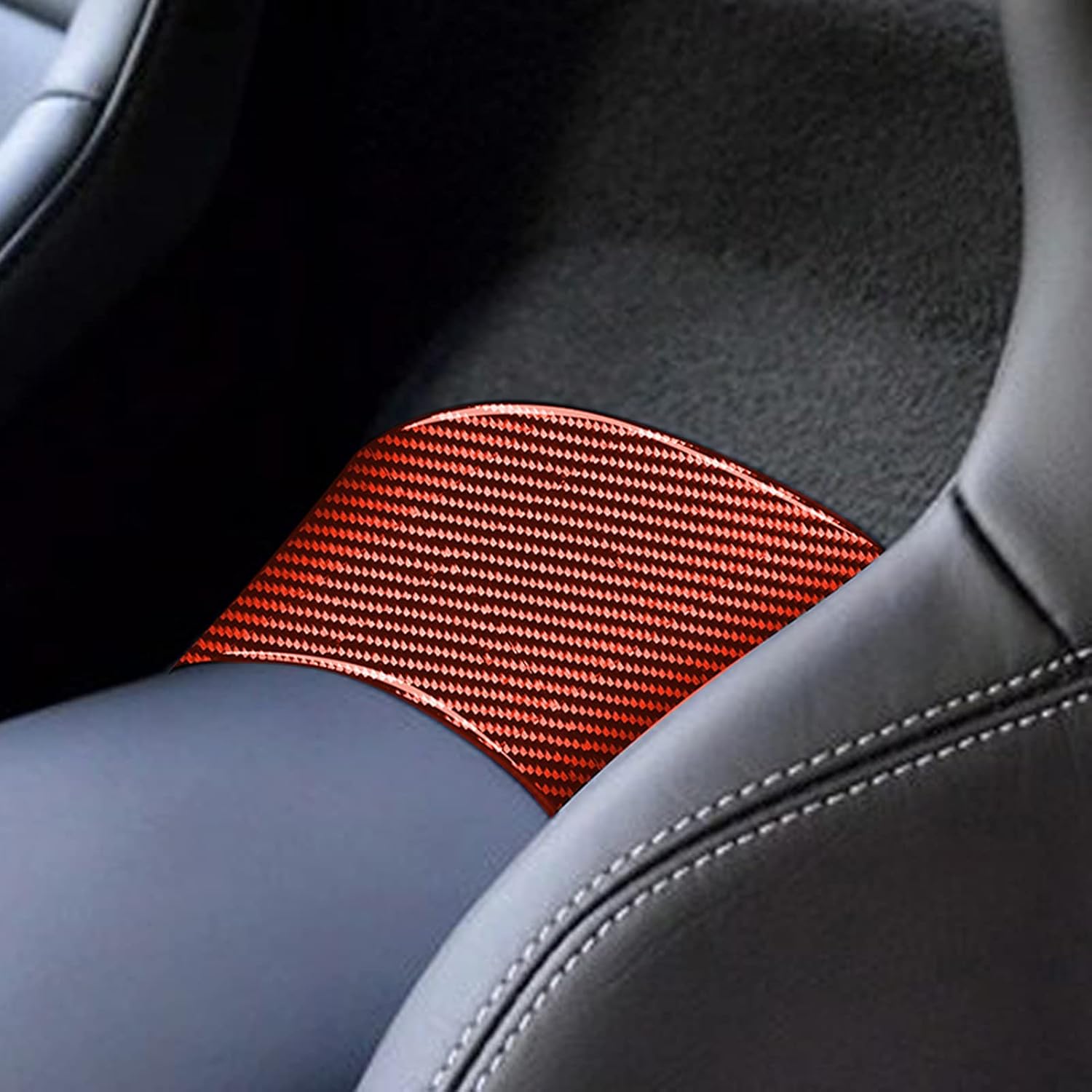 Real 3K Carbon Fiber Rear Central Armrest Cover Decal Car Interior Trim Accessories Compatible with Chevrolet Corvette C7 Z06 2014 2015 2016 2017 2019 Red 1PC