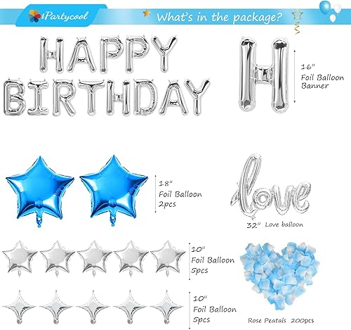 Miniatura 3 de iPartycool 78 decoraciones de fiesta de cumpleaños, carteles de papel de aluminio 3D, pétalos de rosa, globo de amor de 32 pulgadas, 12 globos de