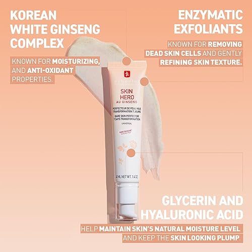 Vista 5 de Erborian Skin Hero with White Ginseng, Facial Concealer and Makeup Primer - Non-Tinted Bare Skin Perfecting Face Moisturizer Smooths, Blurs &