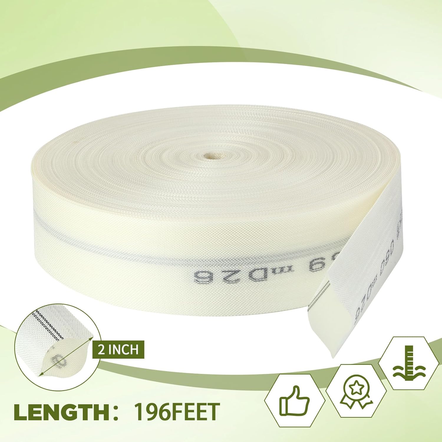 2 Inch x 196 ft Pool Backwash Hose Heavy Duty Reinforced PVC Lay Flat Fire Discharge Hose for Swimming Pools Outdoor Lawn, Garden Irrigation