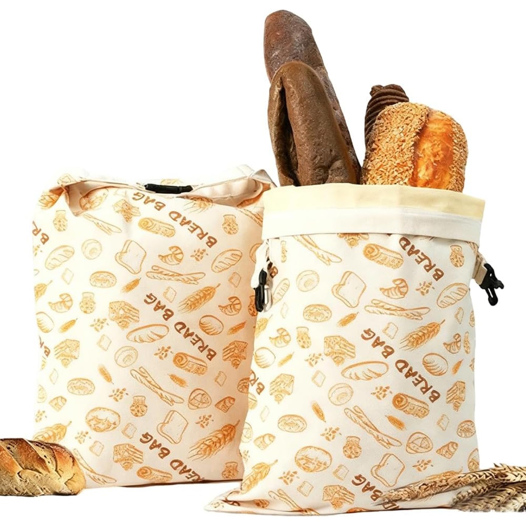 Xdyyjrasa Beeswax Bread Bags - 2Pack Reusable Bread Storage Bags, 33x43 cm with Natural Wax Lining for Sourdough Homemade