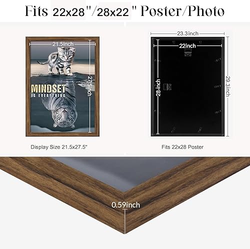 Vista 449 de Marco gris rústico de 18 x 24 pulgadas, marco para póster de 18 x 24 pulgadas, color gris envejecido, grande, retro, natural, 24 x 18 pulgadas