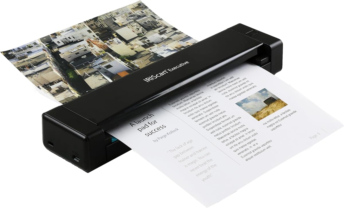 Executive 4 Pro Black Portable Duplex Scanner, 8 PPM USB Document and Receipt Scanner for Windows, Readiris PDF Included