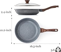 Vista 7 de SENSARTE Sartén antiadherente con tapa, sartén para tortilla con tapa, sartén de chef para cocina saludable, sartén antiadherente de cocina, libre