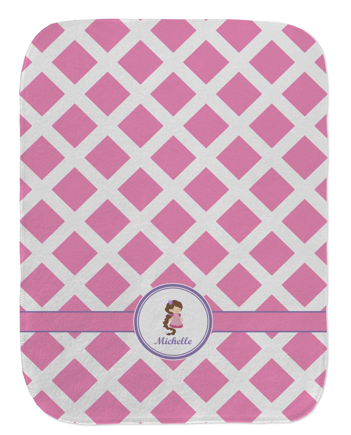 Baby Milano Personalized Diamond Print w/Princess Burp Cloth - Fleece w/Name or Text
