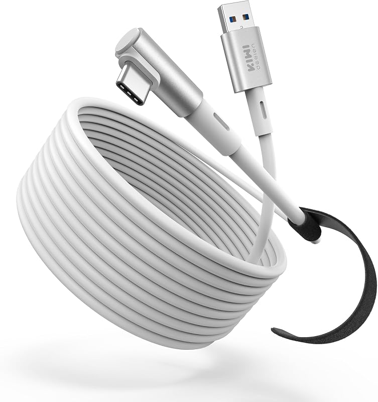 KIWI design Link Kabel 5M Kompatibel mit Meta Quest 3S/Quest 3 Zubehör, Quest 2/Pro/Pico 4 PC Steam VR, USB 3.0 Link Kabel mit 5Gbps Super Speed (Weiß)