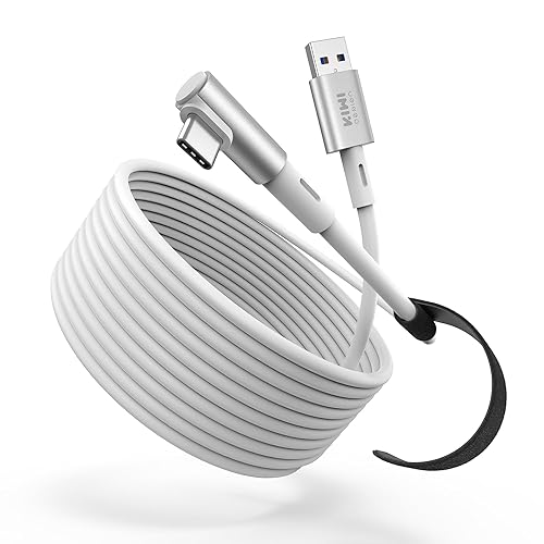 KIWI design Link Kabel 5M Kompatibel mit Meta Quest 3S/Quest 3 Zubehör, Quest 2/Pro/Pico 4 PC Steam VR, USB 3.0 Link Kabel mit 5Gbps Super Speed (Weiß) - 5 Meter - Weiß