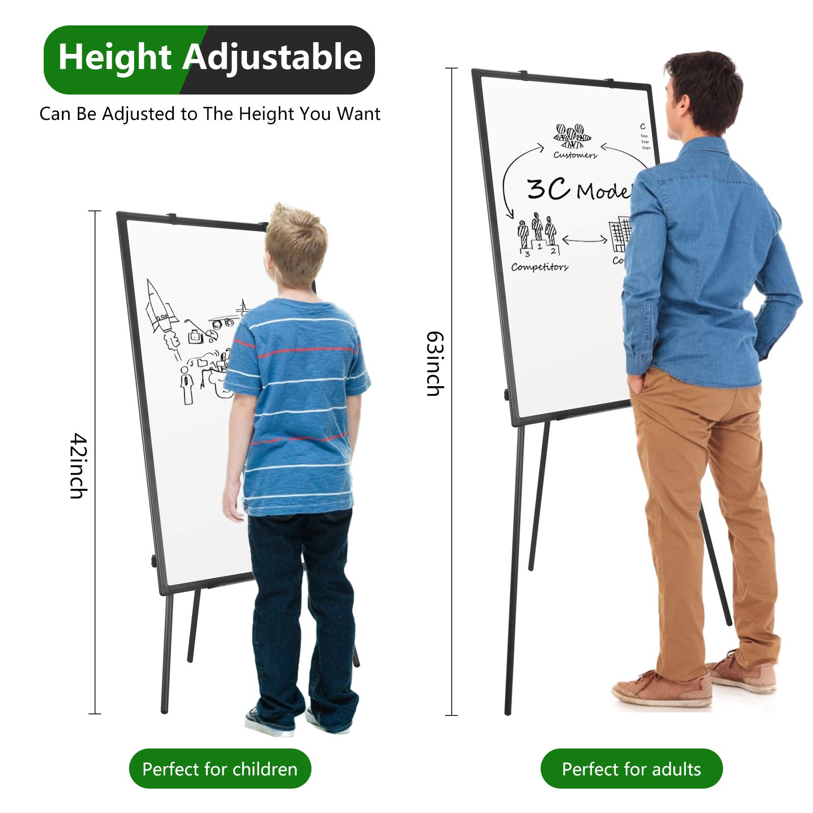 Easel Whiteboard, Portable Dry Erase Easel Board, 36 x 24 inch
