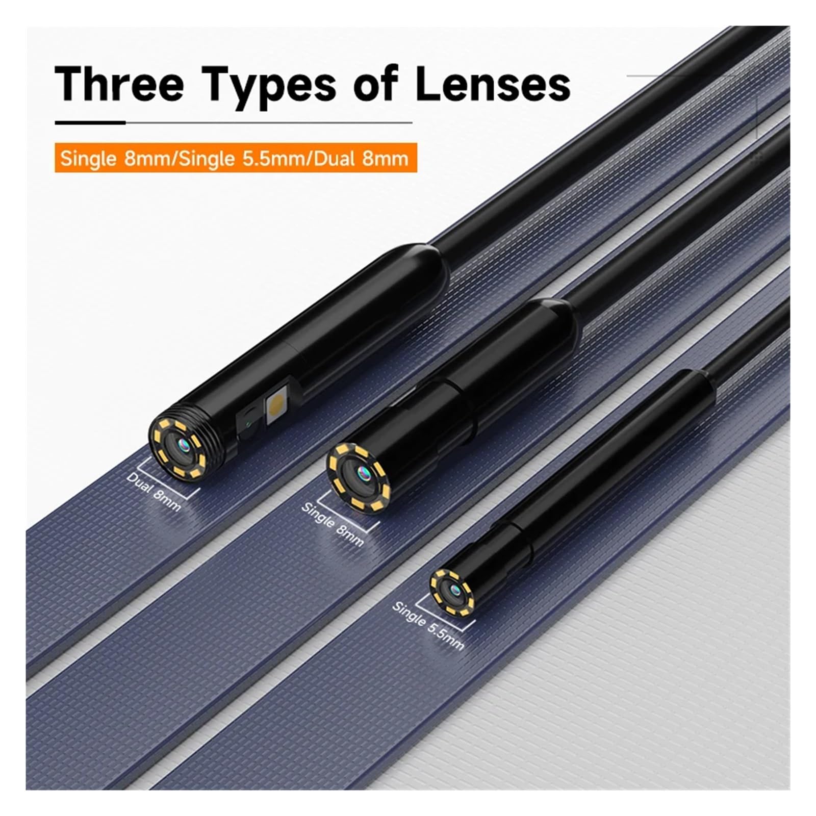 4.3 Inch Screen Industrial Endoscope Camera HD1080P Single Dual Lens Explorer Pipe Car Inspection Borescope 2-10M Rigid Cable(10m,4.3 inch Dual lens)