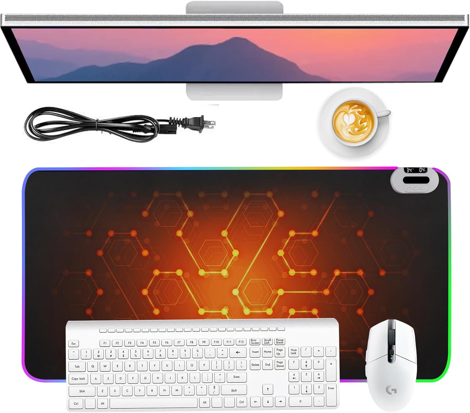 Heated Mouse Pad - Warm Mouse Pad - 6-Level Temperature Adjustment, Smart Temperature Control, LED Gaming Mouse Pad, 8-Hour Timer with Auto Shut-Off,31.5 x 15.7 inches