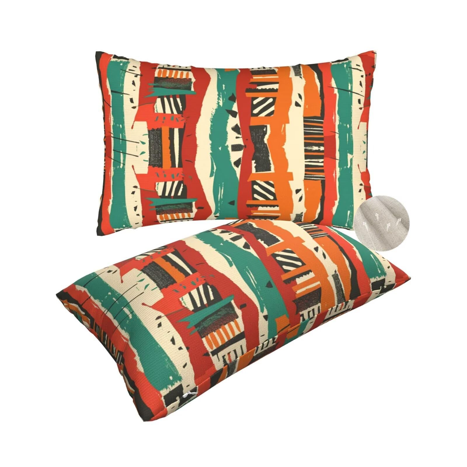 Coussin decoratif housse 50x80 taie oreiller rectangulaire vintage lot de 2