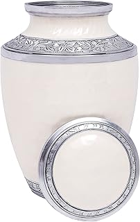 Cremation Urn for Ashes - Adult Funeral Urn Handcrafted - Affordable Urn for Ashes - Large Funeral Memorial with Elegant Finish for Cemetery Burial - 10' Height Cream/Ivory