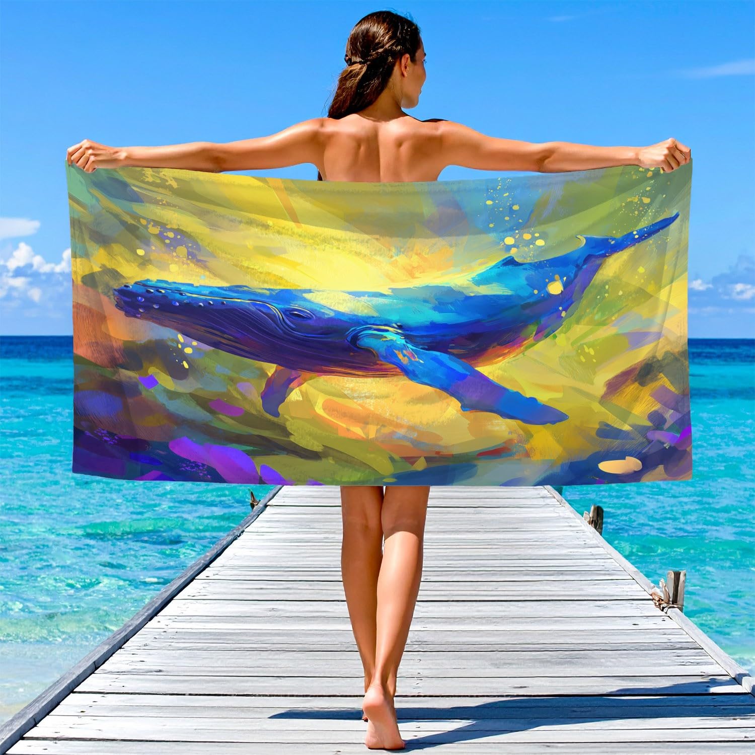 Générique Telo mare anti sabbia ad asciugatura rapida, 200 cm x 100 cm, moderno, allegro, asciugamano da spiaggia in microfibra, energia divertente, luminoso, arancione, veloce e assorbente, super