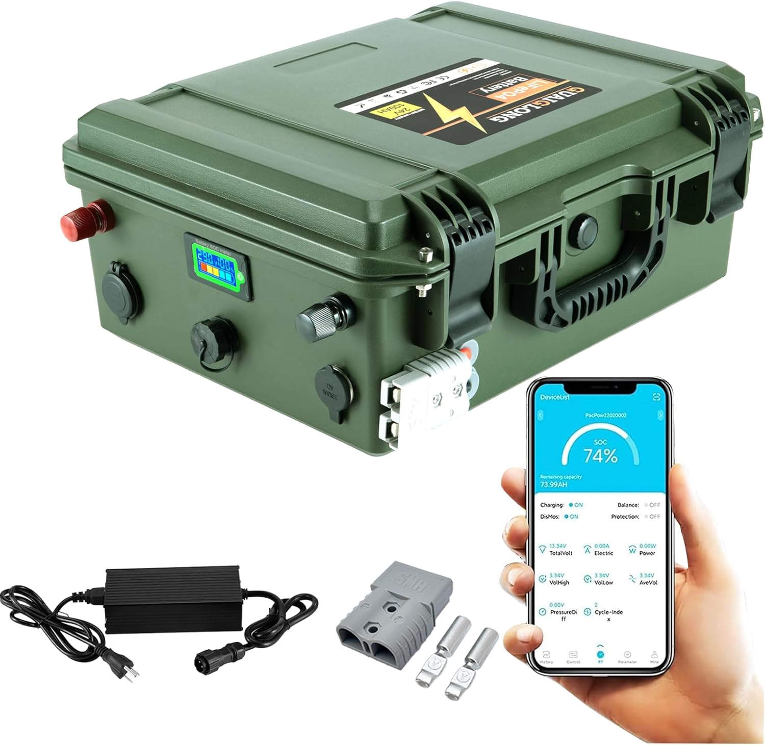 24V 100Ah LiFePO4 Battery Bluetooth,24v lithium battery Built-in 120A BMS 2560Wh,4000+ Deep Cycle,Perfect for RV,Marine,Trolling Motor,Solar