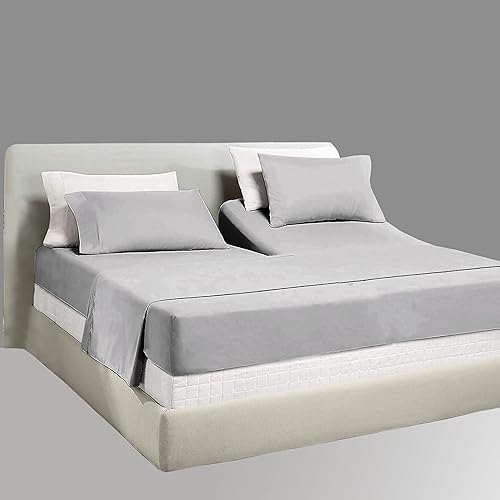 Miniatura 9 de Sábanas de 800 hilos de tamaño King con cabeza dividida flexible para cama ajustable, 100% algodón, 4 piezas, sábanas de números de sueño medio