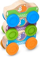 Melissa & Doug Wooden Animal Stacking Cars - 3pc First Play Set for Babies, Develops Motor Skills & Coordination