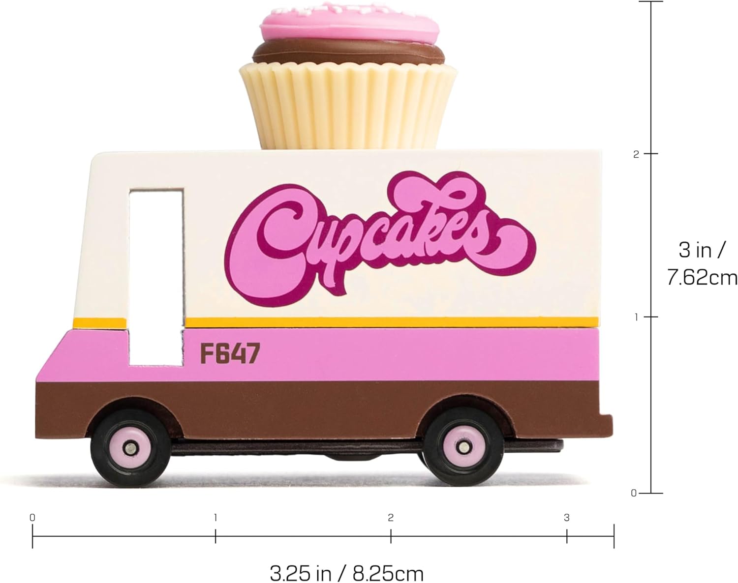 Candylab Toys CANDYCAR® Wooden Food Truck Collection - Cupcake Van, Premium Handcrafted Beech Wood Toy Car