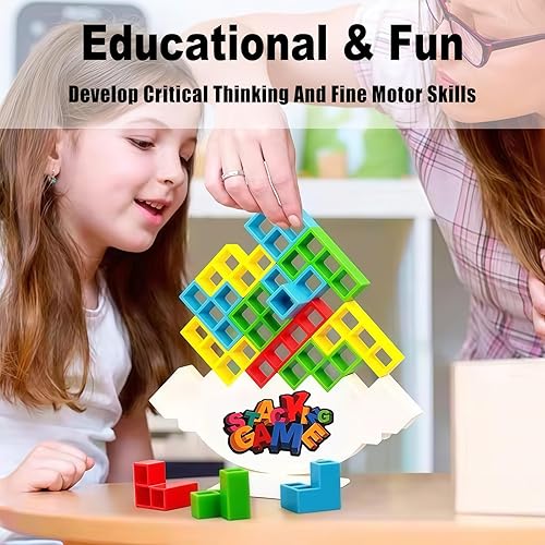 Miniatura 3 de Juego de bloques de ataque apilables, juegos de mesa para 2 jugadores + juegos familiares, juego de fiesta de viaje familiar para adultos y niños,