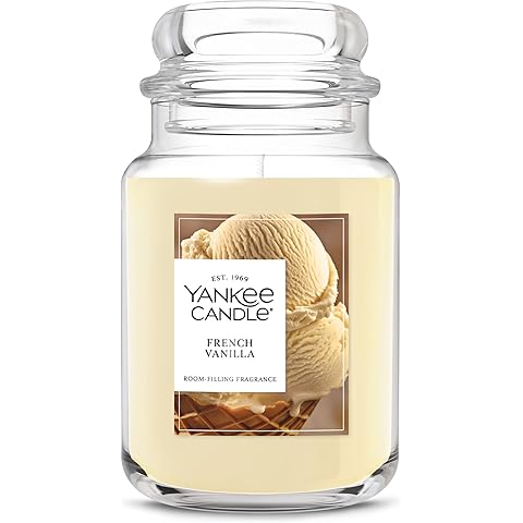 Yankee Candle French Vanilla, Scented Candle, 22oz Large Jar with up to 150 Hour Burn Time, Giftable, Holidays