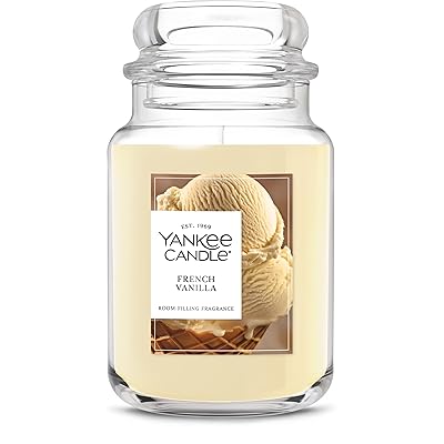 Yankee Candle French Vanilla Scented Candle, 22oz Large Jar with up to 150 Hour Burn Time, Giftable, Holidays