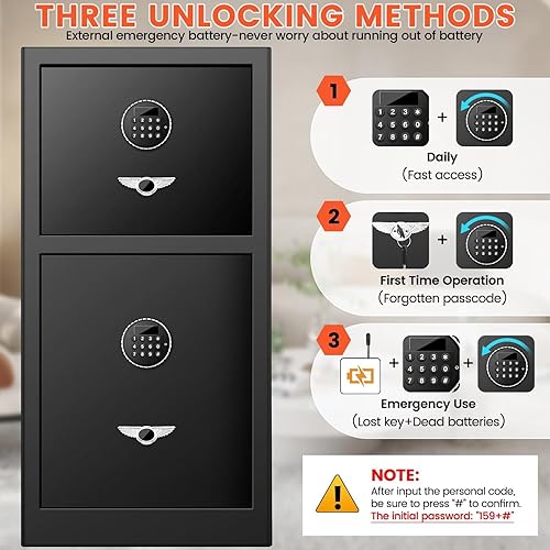 Miniatura 7 de 【2024 Nuevo】7.6 pies cúbicos Caja de Seguridad Extra Grande para el Hogar a Prueba de Fuego e Impermeable con [DOBLE SEGURIDAD], Caja de Seguridad