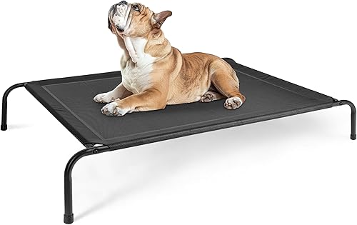 Vista 13 de Simple Deluxe Cama elevada y refrescante para perros, cunas portátiles elevadas para perros, patas antideslizantes, duradera, portátil, para Negro