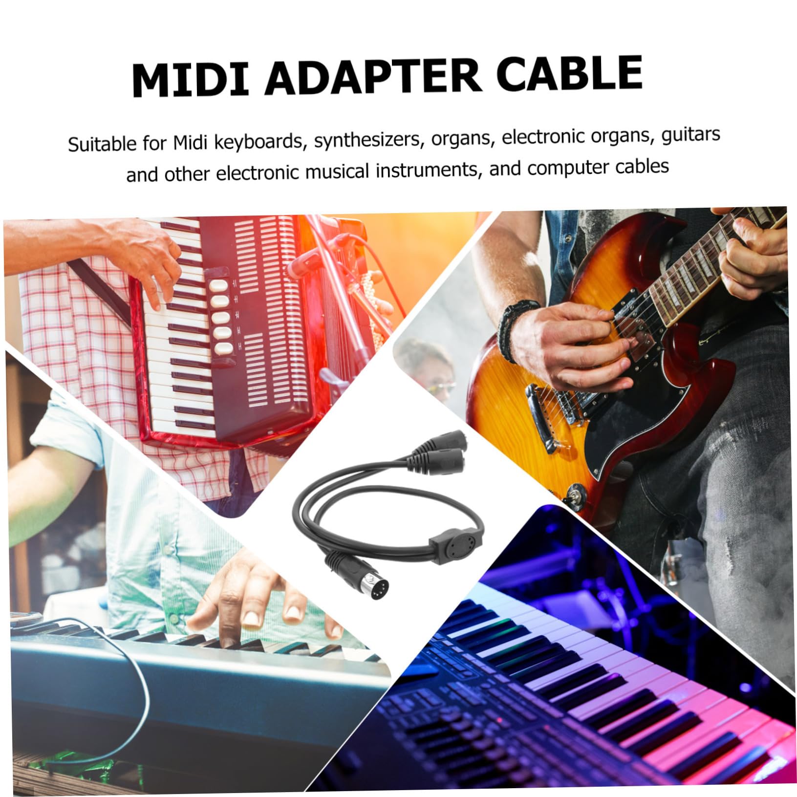 Toyvian Cavo Di Prolunga Din 5 Y Splitter Da 3 Pezzi 0 5 M Per Tastiera Pianoforte