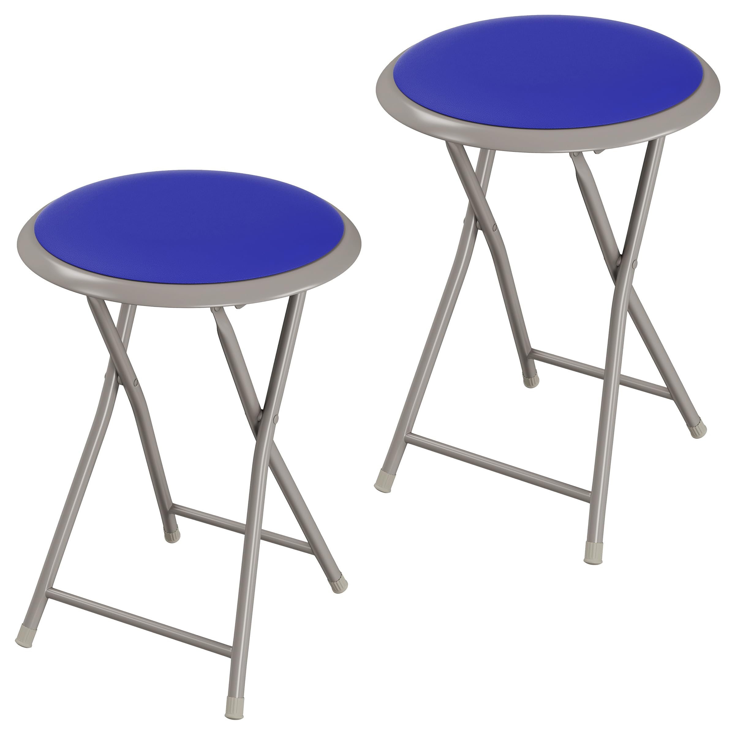 Lavish Home Portable Folding Stool with Backless Seat Set of 2, Blue, 18”