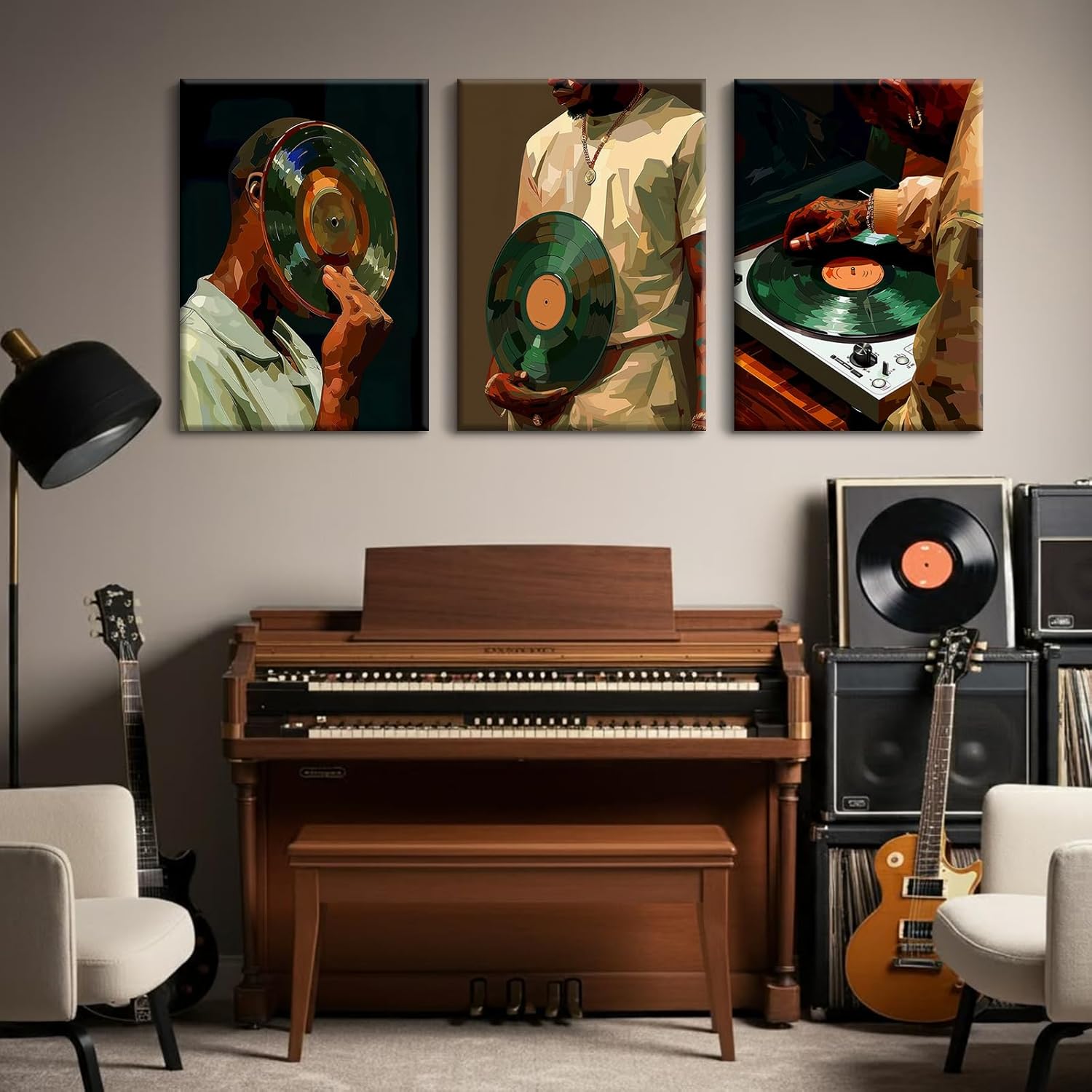 Black Man Wall Art African American Men Canvas Wall Decor Black People DJ Poster Hip Hop Prints Music Pictures Fashion Male Artwork Culture Painting for Bedroom Living Room 12x16x3 Inch Ready to Hang