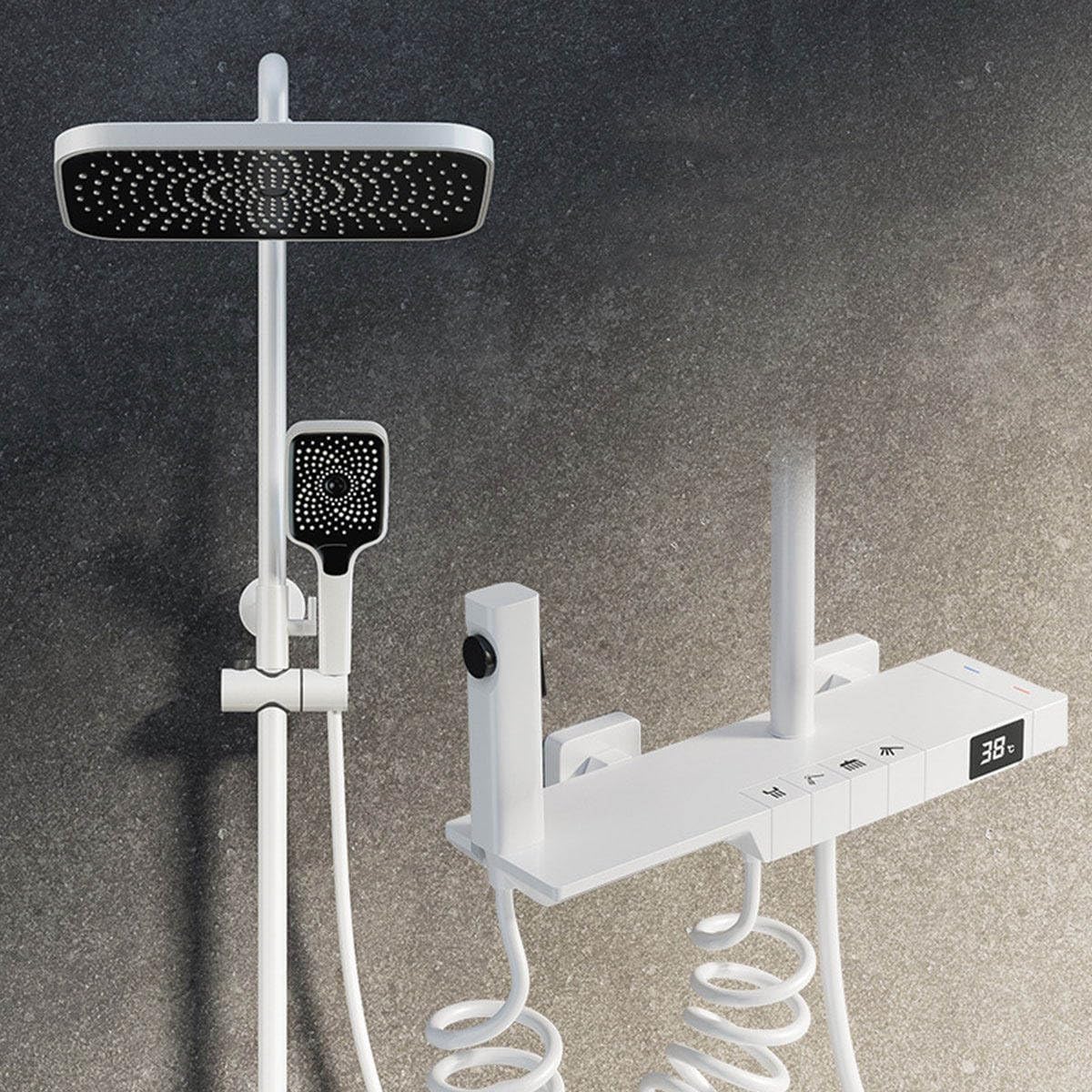 Système de douche thermostatique encastrable avec ciel de pluie 30x20 et douchette 3 jets