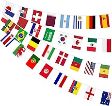 AhfuLife 32 Countries Flags Bunting for 2026 World Cup, 32 Countries Double-Sided Fabric Euro Flag Chain Small Bunting Garland Banner for Decoration Euro Football Eurovision 2026 Bar Party (14 x 21 cm
