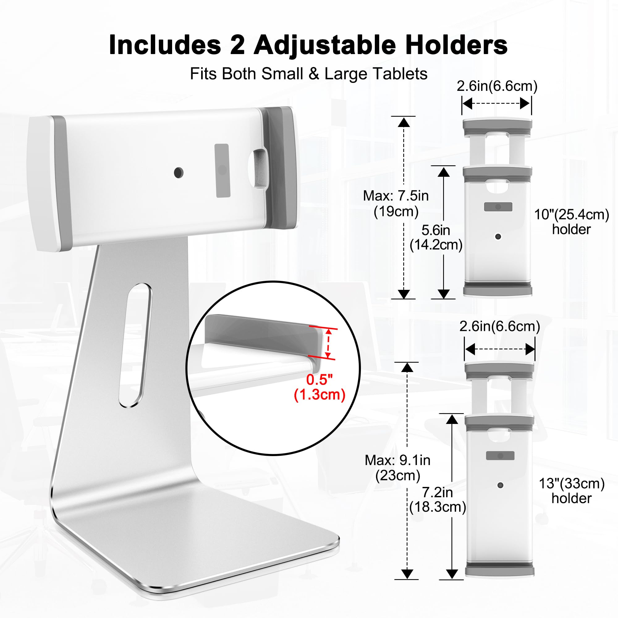 AboveTEK Elegant Tablet Stand, Aluminum iPad Stand Holder, Desktop Kiosk POS Stands for 7-15.6 inch iPad/Portable Monitor, Tablet Mount for Showcase Office Reception Countertop — Amazon image 7