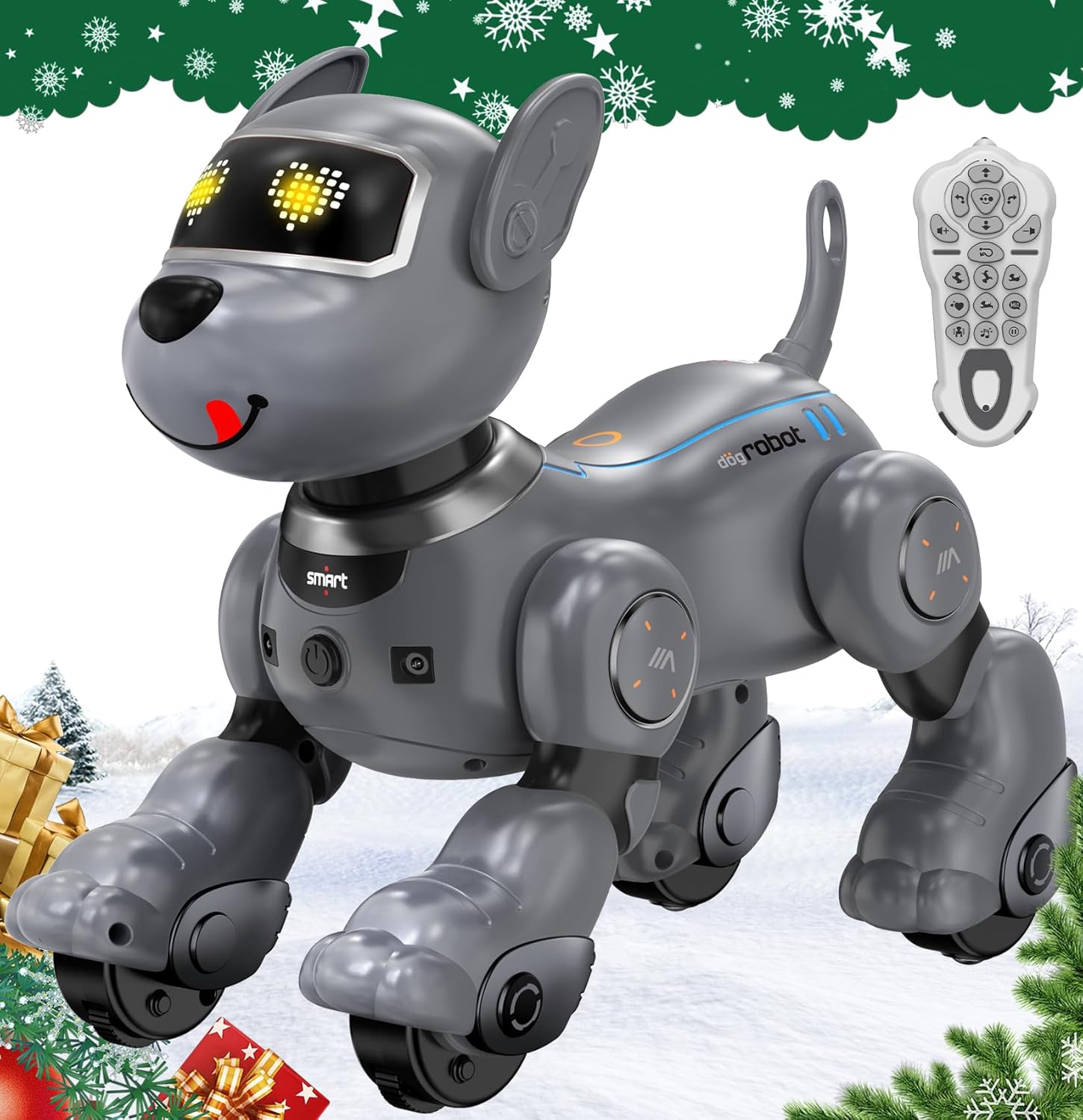 anysun Robot Dog Toy for Kids, Programmable Remote Control Robot Puppy with Follow Up & Touch Sensors, Dancing & Singing, Smart Stunt Robot Pet, Interactive Robotic Dog for Kids (Gray)