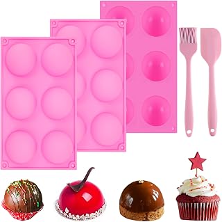 Hot Chocolate Bomb Molds, Large Silicone Cocoa Bomb Kit 2.5 Inch for Making Cake, Mold With Brush and Spatula