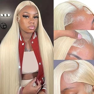 GZX 26 Inch 613 Blonde Lace Front Wig Human Hair 13x4 Straight HD Transparent Glueless Pre-Plucked 180% Density