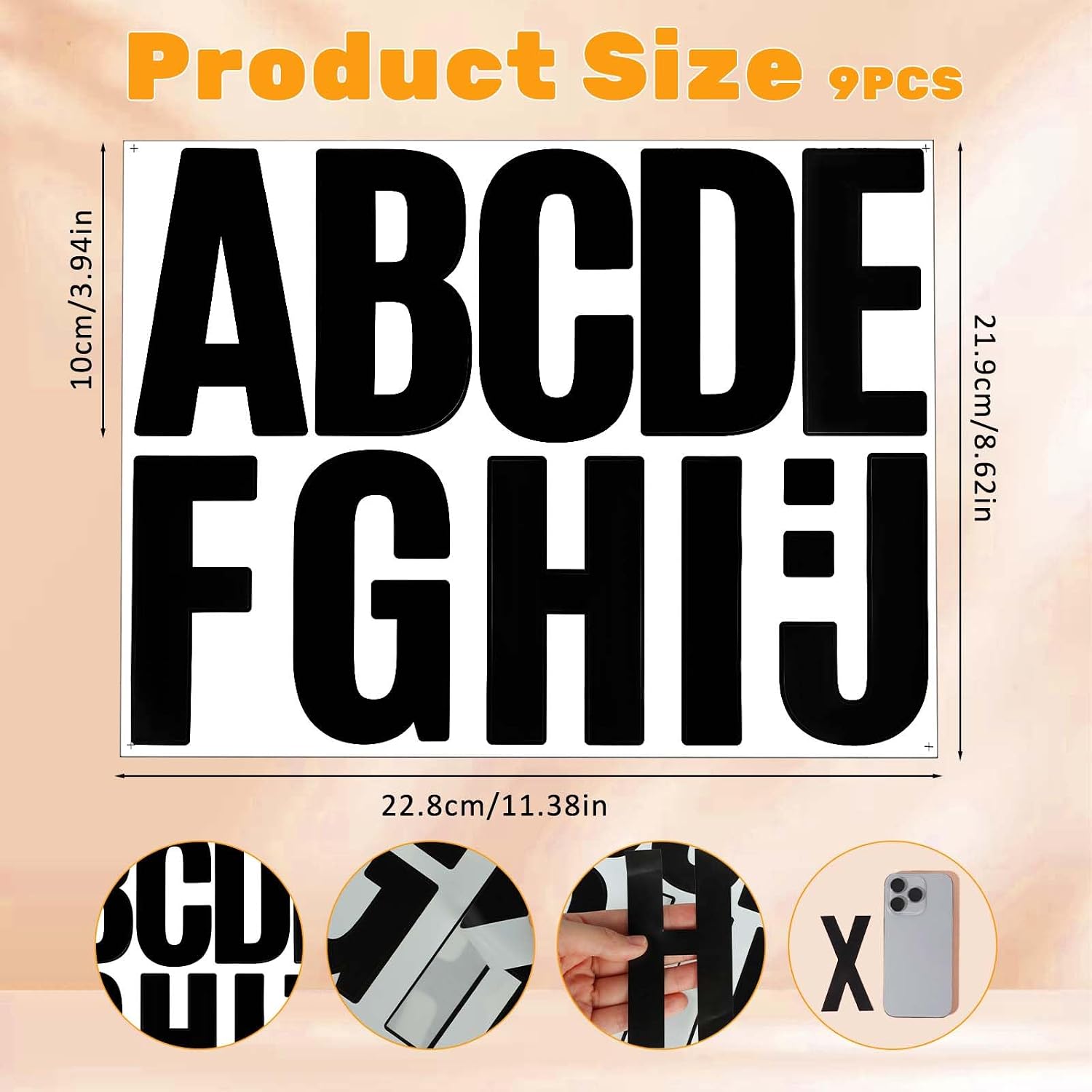 Large Vinyl Alphabet Stickers, 4 Inch Self-Adhesive Poster Letter Stickers for Mailbox, Scrapbooking, Poster Craft, DIY Decoration