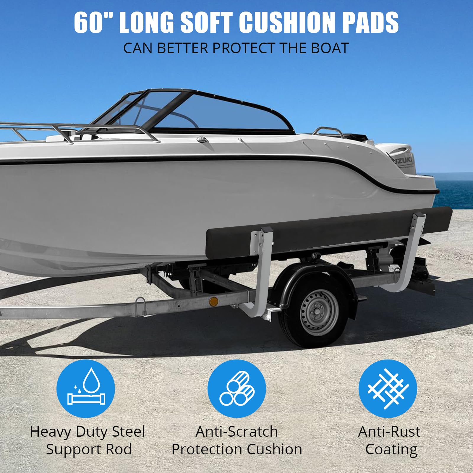 Verstellbare Bootsanhänger-Führungspfosten – Rostfreier, verzinkter Stahl mit PVC-Schutz – 43 Zoll Höhe, Heavy Duty, einfache Montage – Für Ski-, Engel- & Segelboote – 2er Set