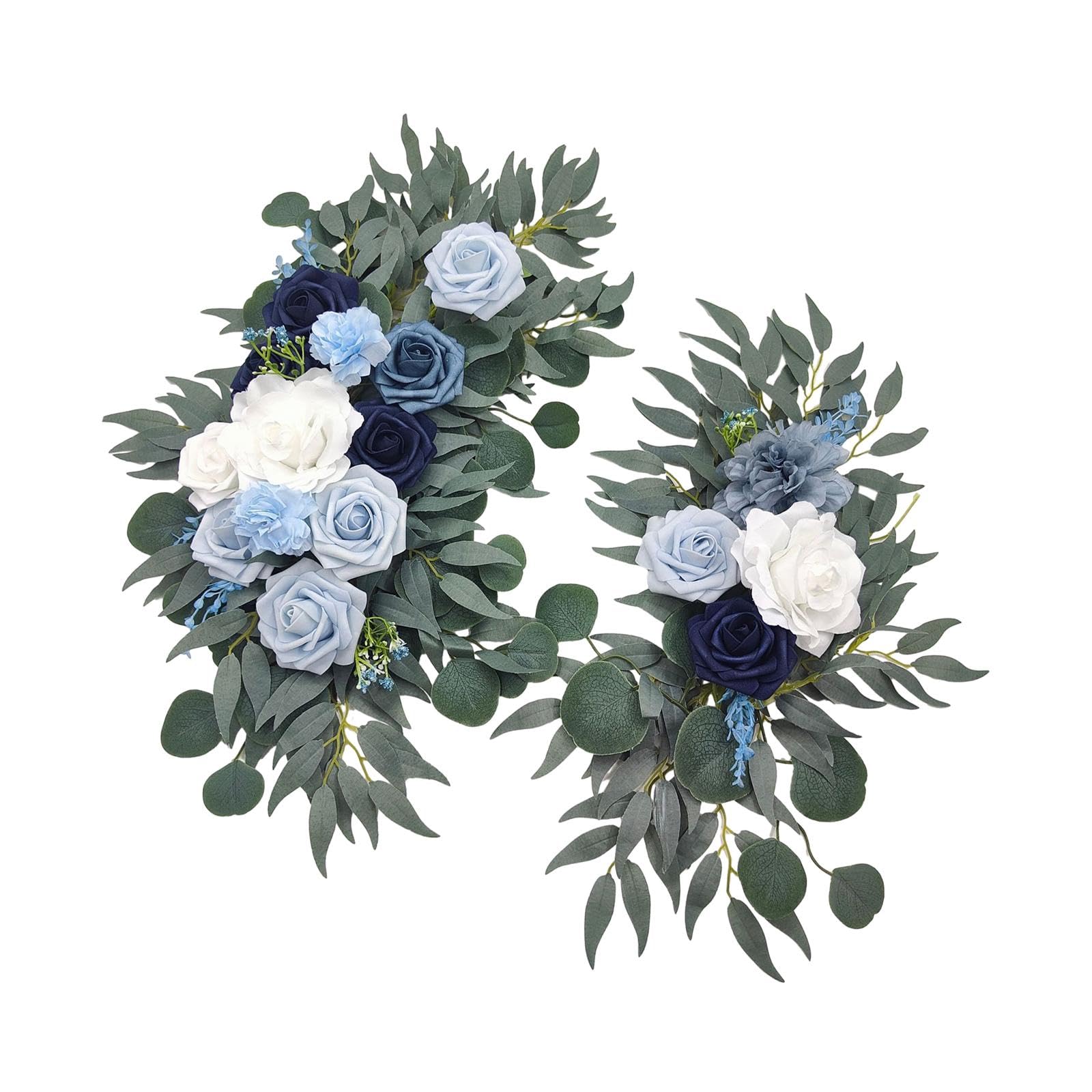 Perfeclan Hochzeitsbogen-Blumen, Blumengirlanden für Bögen, Heimdekoration, grüne Blätter, Kunstblumen-Girlande-Set für den Innenbereich, 2er-Pack für Empfänge, Blau