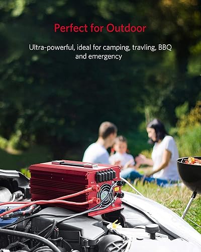 Vista 5 de BESTEK Inversor de corriente de 2000 W, 3 salidas de CA, CC 12 V a 110 V CA, convertidor de energía para automóvil, para camping, fuente