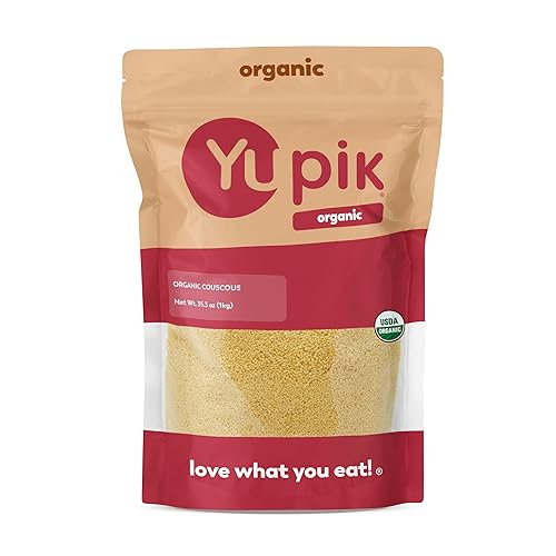 Yupik Cuscús orgánico, 2.2 libras (35.2 onzas), sin OMG, vegano, kosher, certificado USDA, grano de trigo duro nuez y tierno, bajo en calorías, alto