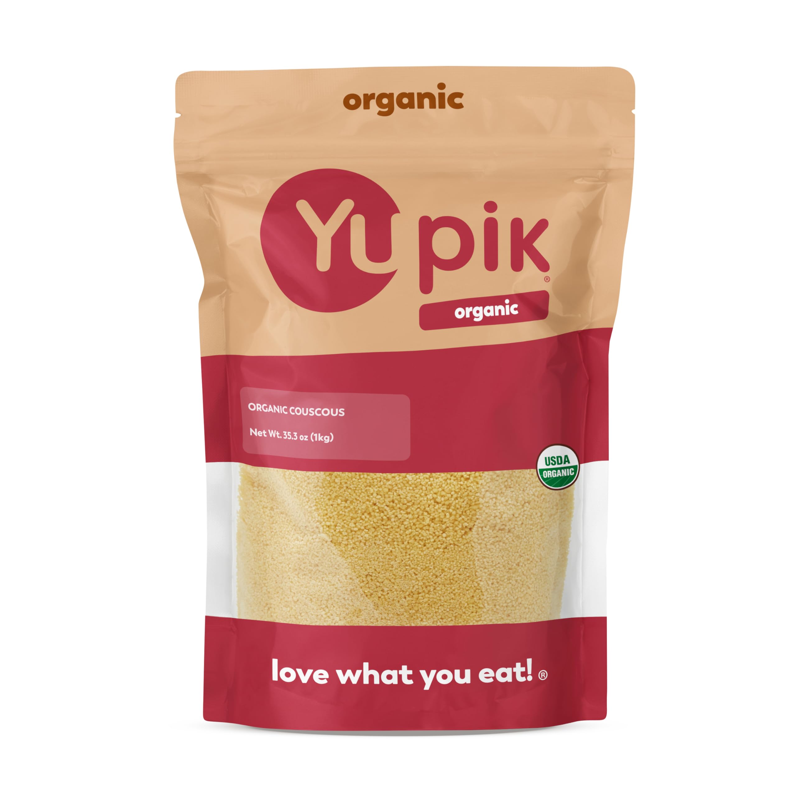 Yupik Organic Couscous, 2.2 lb (35.2 oz), Non-GMO, Vegan, Kosher, USDA Certified, Nutty & Tender Durum Wheat Grain, Low-Calorie, High Fiber & Protein, Ideal for Salads, Soups & Baking