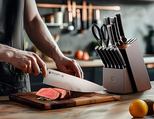 Miniatura 6 de BRODARK Juego de cuchillos de cocina, juego de cuchillos ultra afilados de 15 piezas con bloque, cuchillos de chef de espiga completa, juego de