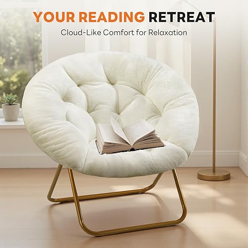 Miniatura 5 de Sweetcrispy Acogedoras sillas de piel sintética para sala de estar, muebles de sala de lectura, plegables, cómodas con asiento acolchado suave y