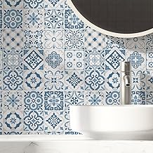 RE-COVERTILES - Adesivi per piastrelle bagno e cucina 32 Pz 15x15 cm PS00104 Made in Italy - Mattonelle autoadesive in PVC impermeabili antigraffio Wall stickers cementine peel and stick