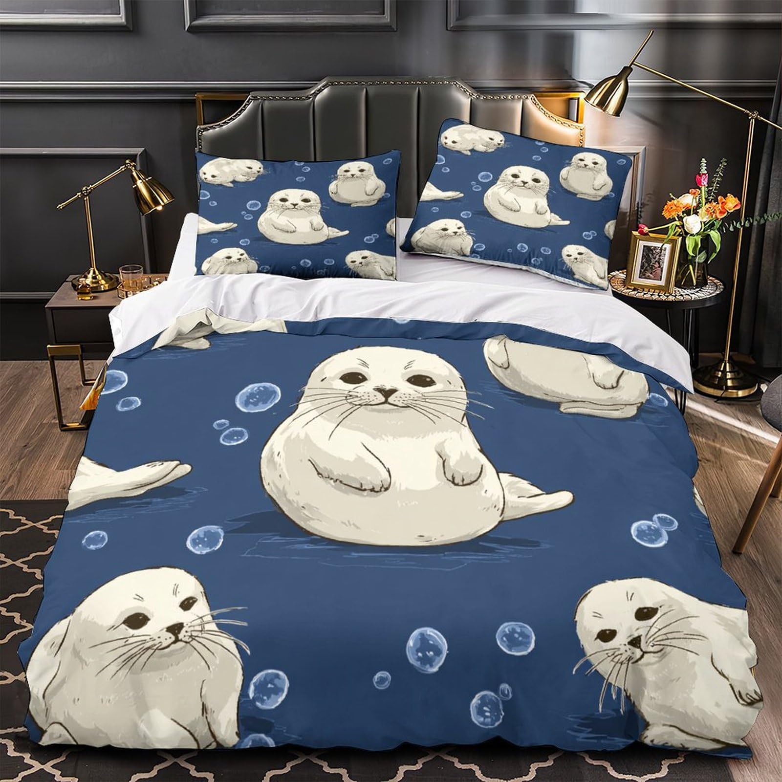 Housse de couette microfibre lavable machine avec drap et taies éclair lit ado Super King 3D